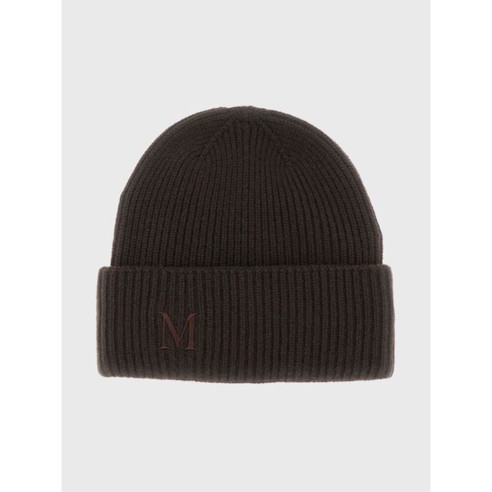Max Mara Women Max Mara Ribbed Wool Beanie Hat With Jacquard Logo And Cuff